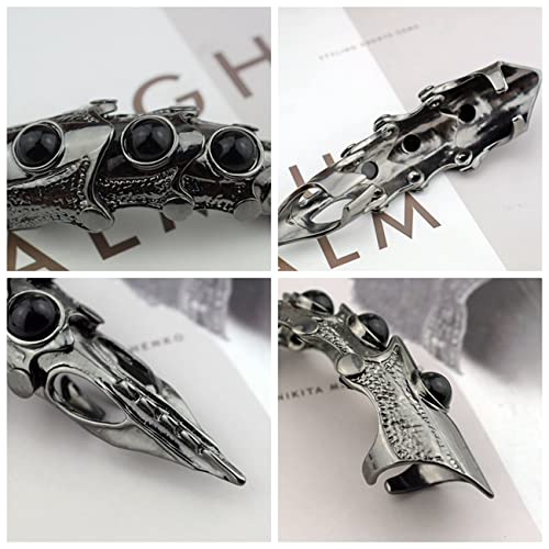 Gothic Armor Full Joint Ring for Men Women Punk Cool Cosplay Party Knuckle Joint Finger Rings (Black)3