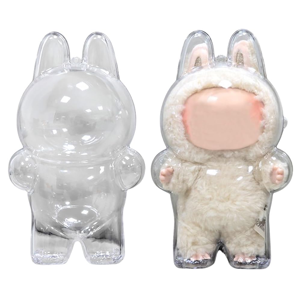 Protective Cover for LABUBU Plush Figure Doll, Plastic Protective Cover for LABUBU The Monsters Figure Keychain, Storage Transparent PVC Keychain Model Walking Display Bag for Fan Collection