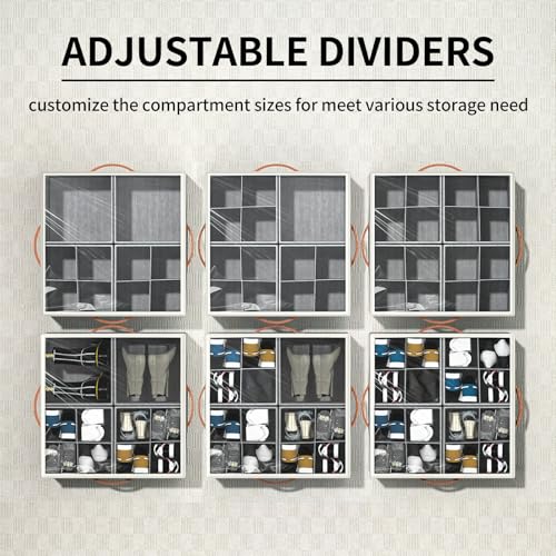 Image of Aokeyee Shoe Organizer for Closet,2 Pack Foldable Shoe Storage Organizer Box Bin with Adjustable Dividers and Clear Cover, Fits up to 16-32 Pairs