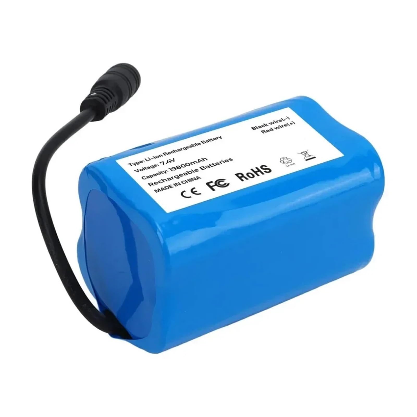 7,4 V 19800 mAh 2S2P Li-Ionen-Akku, Ersatzakku for RC-Köderboote T188 und T888, wiederaufladbarer Hochleistungsakku mit BMS-Schutz(2X Battery1xCharger)