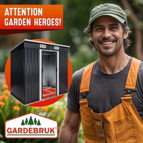 GARDEBRUK® Garden Shed | 6x4' | 2m² | Outdoor Storage for Garden Furniture Garden Tools | Wheelie Bin Storage | Log Store | Bike Shed House | Pent Roof, Sliding Door | 200x125x185cm | Anthracite - Image 5