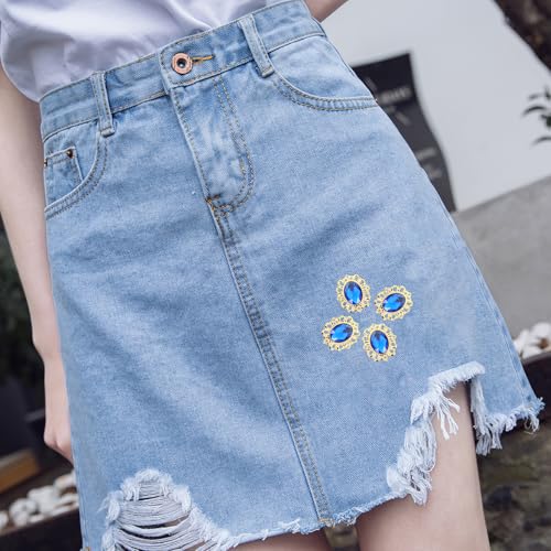Gemas de acrílico para coser de 60 piezas con base de metal para ropa 7