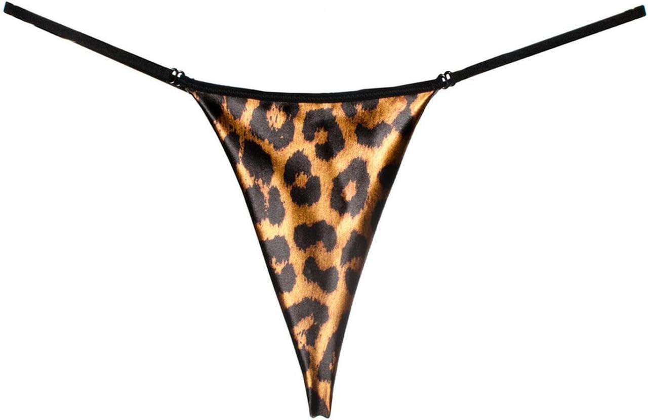 Women Leopard Print G-String Thong, Black Trim, Animal Print Lingerie-image-12