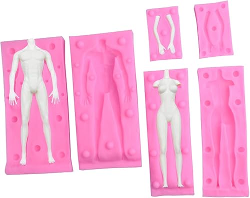 2 Paquetes Hombre Mujer Hombre Mujer Modelo de Cuerpo Muñecas Silicona Fondant Molds Yeso Arcilla Molde Chocolate Galleta Azúcar Artesanía Molde de