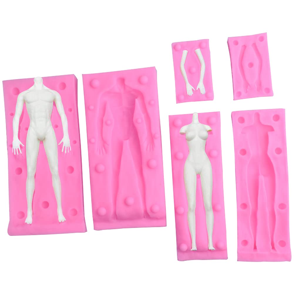 Paquete de 2 moldes de silicona para fondant de hombre y mujer, molde de arcilla de yeso, molde de chocolate, galletas, azúcar, manualidades, molde de hielo, suministros de decoración de pasteles,