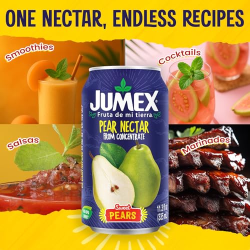 Image of Jumex Pear Juice Nectar - Pear Nectar Made with Fresh Fruit Puree - Fruit Juice Concentrate for Smoothie Mix, Cocktail Mixers & Kids Drinks & Beverages - 11.3oz, 24 Pack Canned Drinks