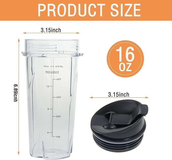 Vasos de repuesto de 16 oz para licuadoras Ninja, paquete de 2 miniatura 5