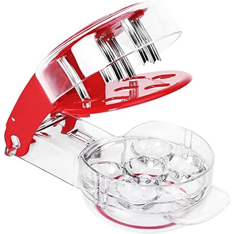 Cherry Pitter, XSCQ Cherry Pitter Tool Corer Stainless Steel with Lock Design, Saving time and Enjoy Cherry Jam(Anti-juice Splash)-Red Cover