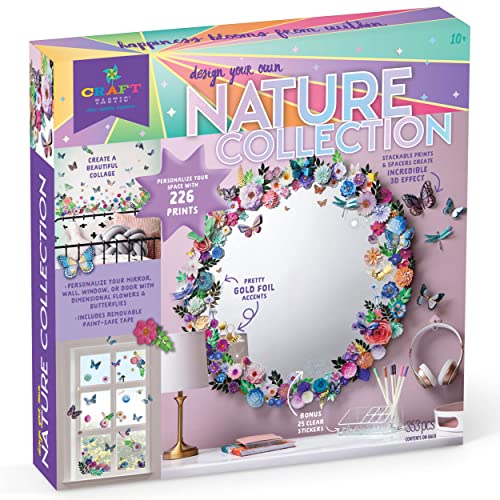 Craft-Tastic — Design Your Own Nature Collection – DIY Collage Arts & Crafts Kit – Personalize Your Wall, Mirror, Window, Or Door with Dimensional Flowers, Butterflies, and More — for Ages 10+
