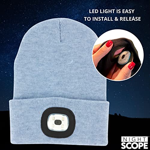 Image of Classic Rechargeable LED Warm Knit Beanie Head Light Hat Headlamp for Outdoor Activities