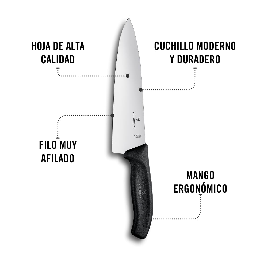 Victorinox 6.8063.20B Swiss Classic - Cuchillo para tallar (20 cm), color negro