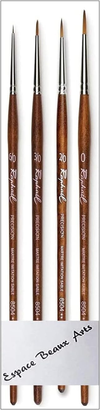 Pinceau Raphael Série 8504 MARTRE IMTATION Sable, Set 4 pcs 6/0, 3/0, 2/0,0. (Raphael France)