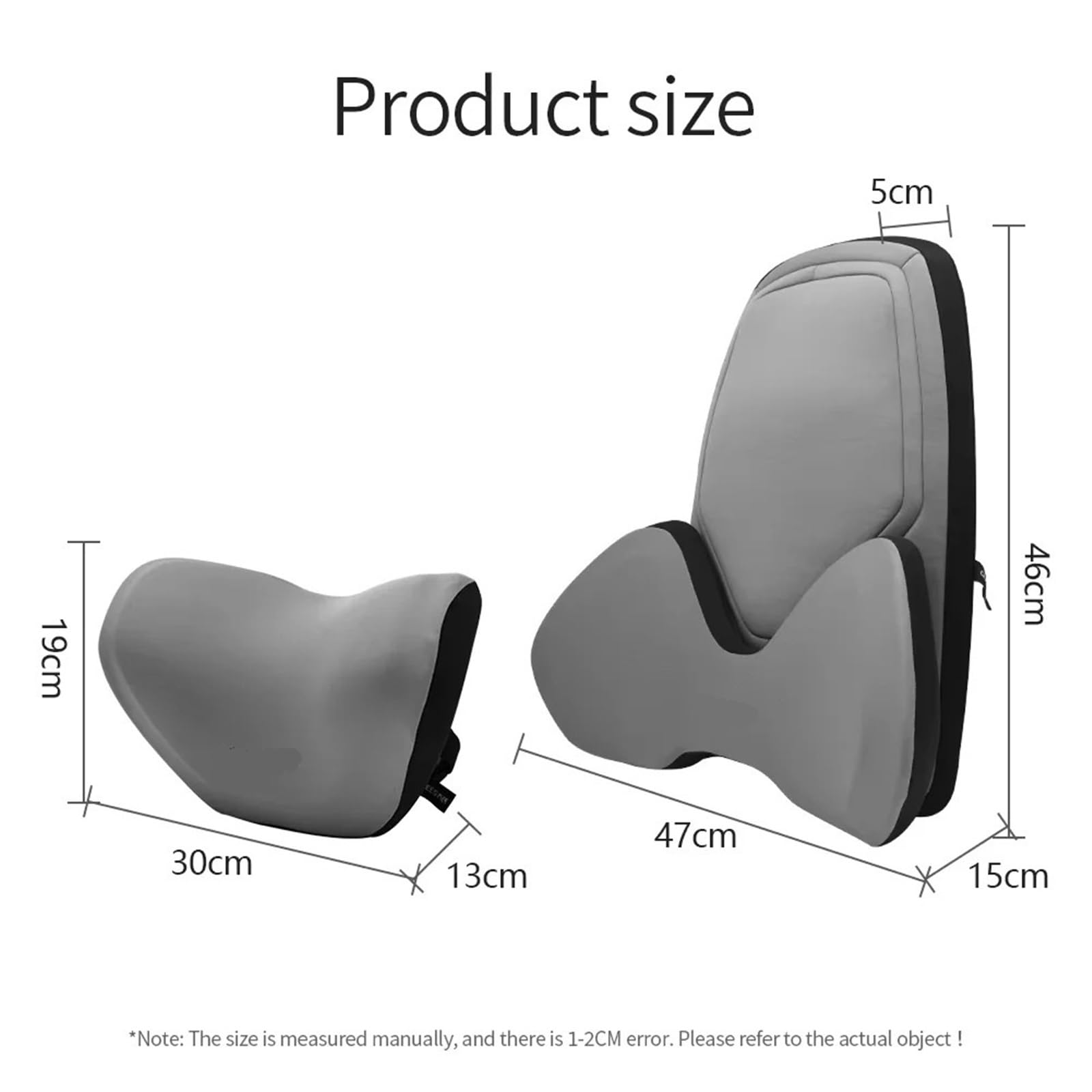 Car Pillow Driving Seat Almohada para reposacabezas de coche, cojín el cuello, almohada lumbar la espalda y cintura, soporte cabeza(1 set black)