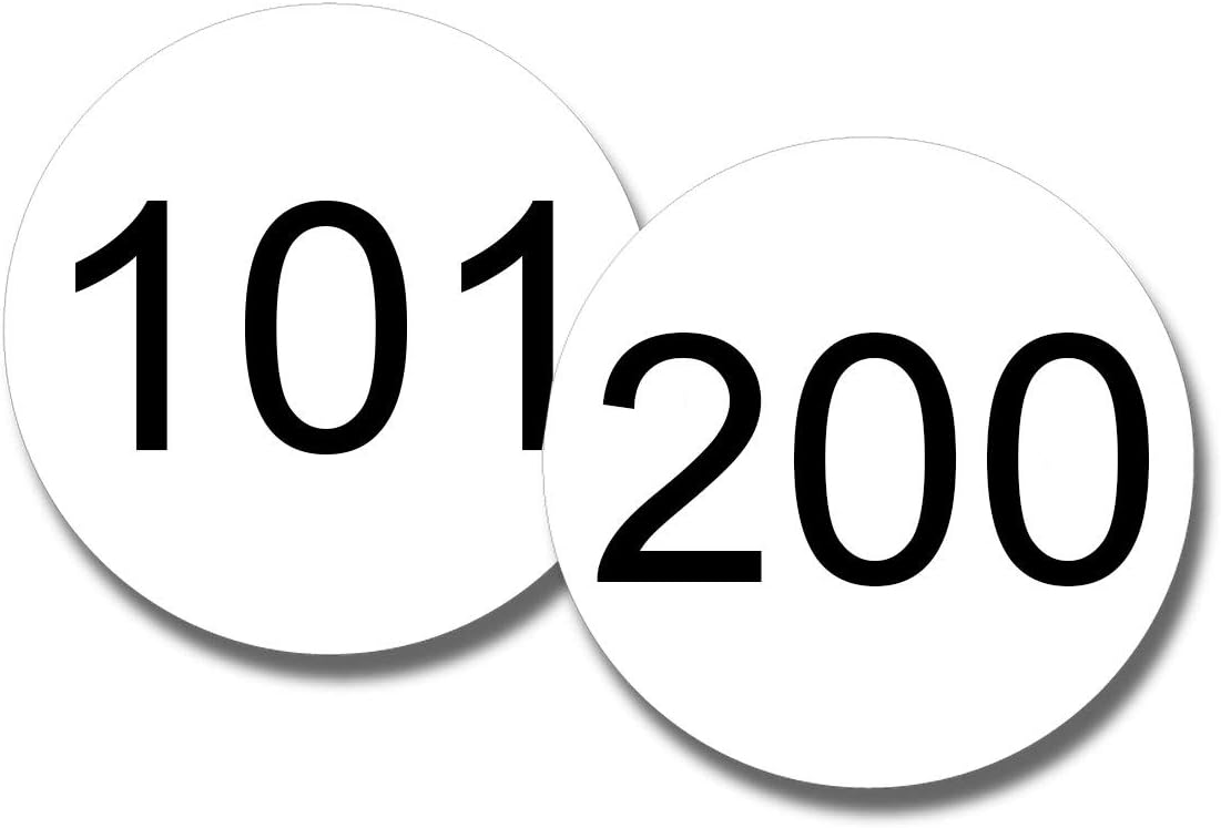 NapTags Circle Numbered Vinyl Decal Stickers, Flexible Vinyl with Acrylic Adhesive Backer, 1.5 inches x 1.5 inches (Black with White Numbers, 1-100)