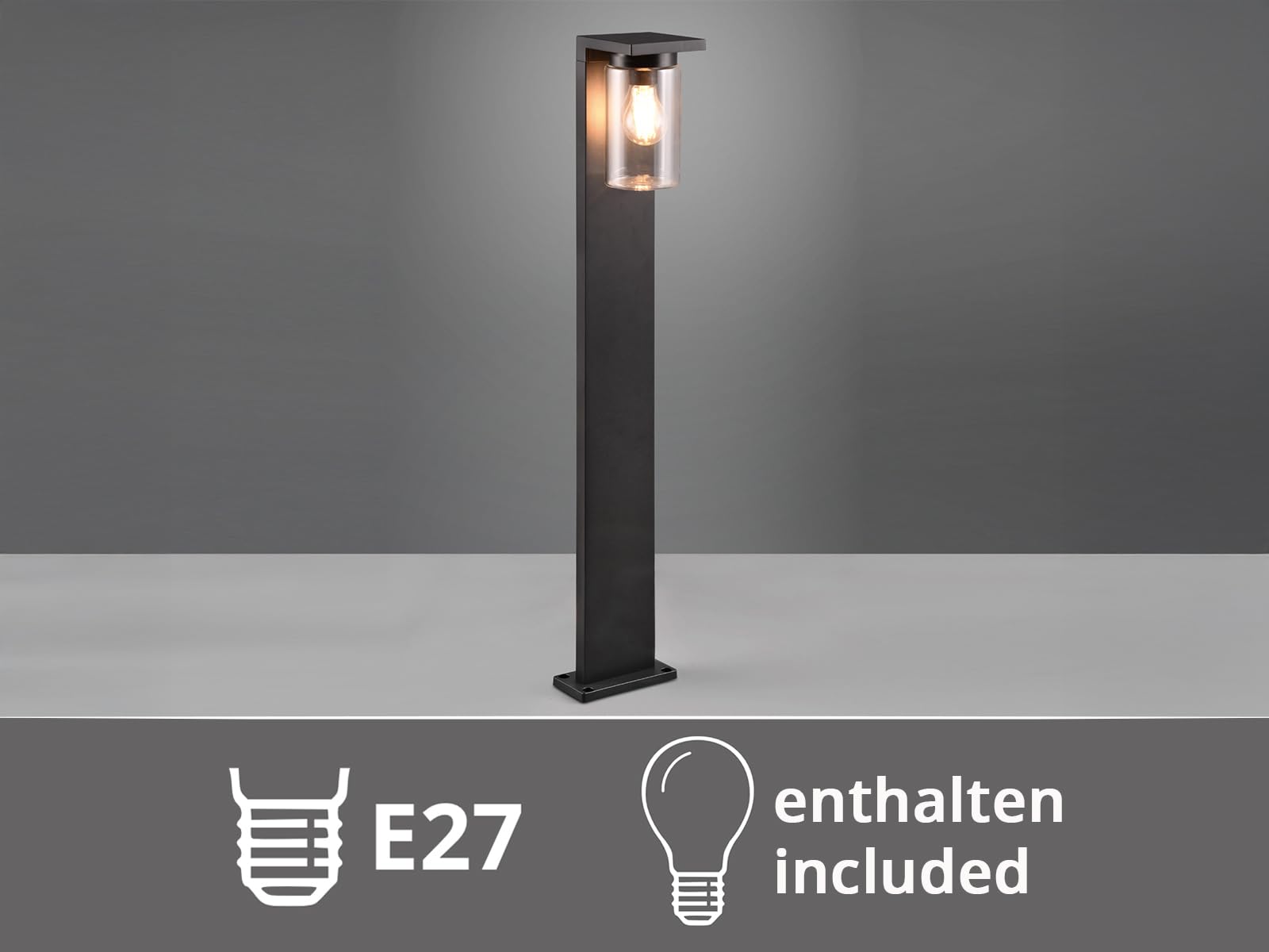 meineWunschleuchte Garten-Laterne Schwarz, Wegeleuchte Gartenbeleuchtung, | Höhe 100cm, mit E27 LED, Landhausstil Außenlaterne Wegbeleuchtung für Einfahrten, Gartenwege und Terrasse IP44