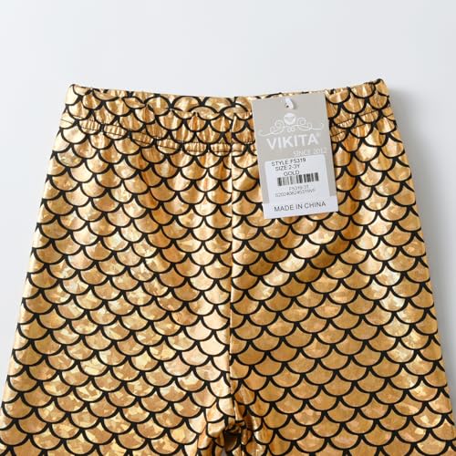 VIKITA Girls Soft Stretchy Leggings Sparkly Active Workout Pants for Toddler Kids Colorful Pattern Ages 2-122