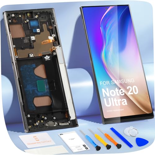 Pantalla LCD para Samsung Note 20 Ultra LCD Display para Galaxy Note 20 Ultra SM-N985F SM-N985F/DS 6,9' Pantalla de reemplazo Pantalla Táctil Asamblea con Reparación Kit (Negro con Marco)