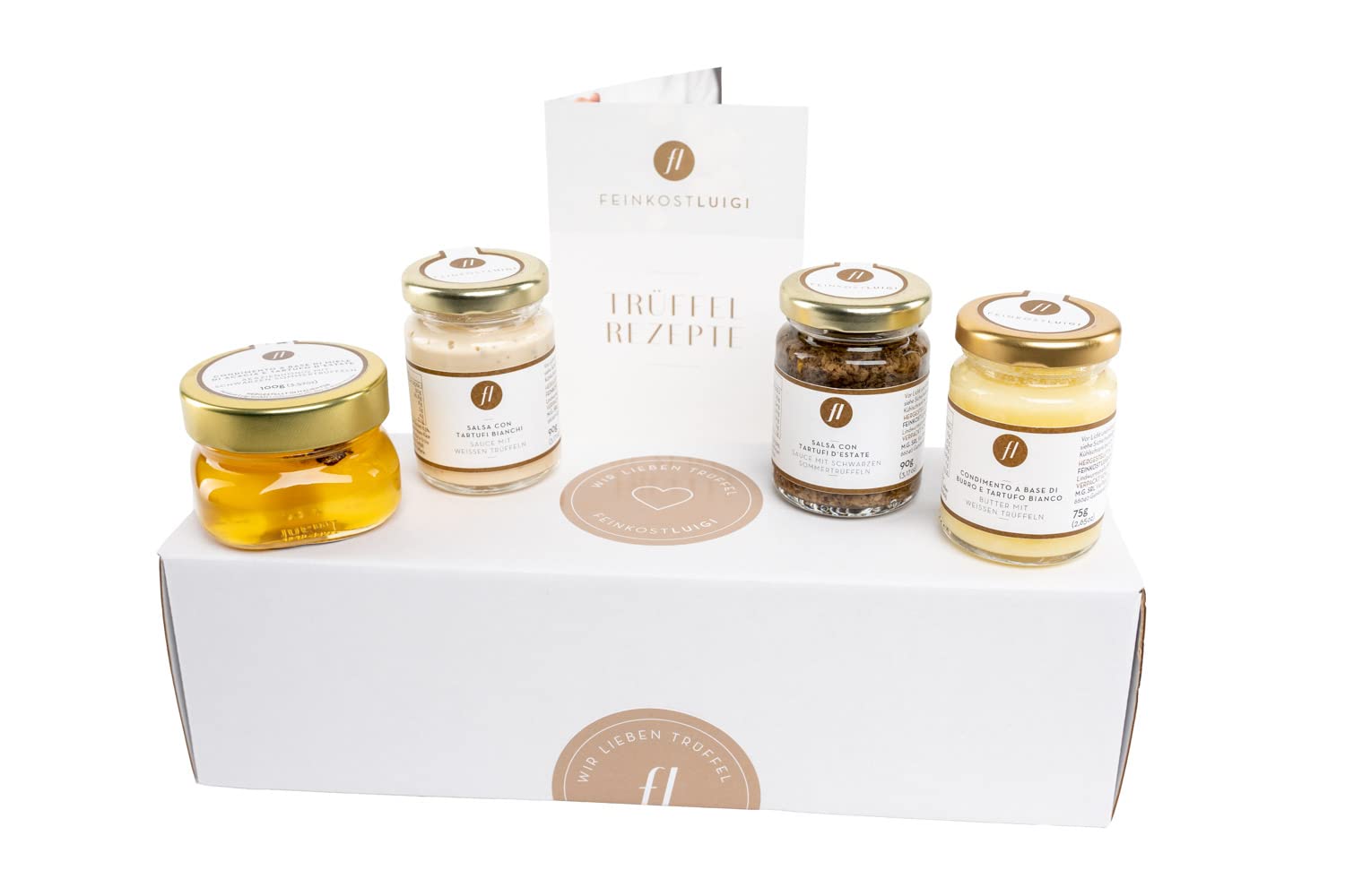 Gourmet Trüffelboxen mit Trüffelhonig, Salsa mit schwarzem und weißem Trüffel sowie Trüffelbutter