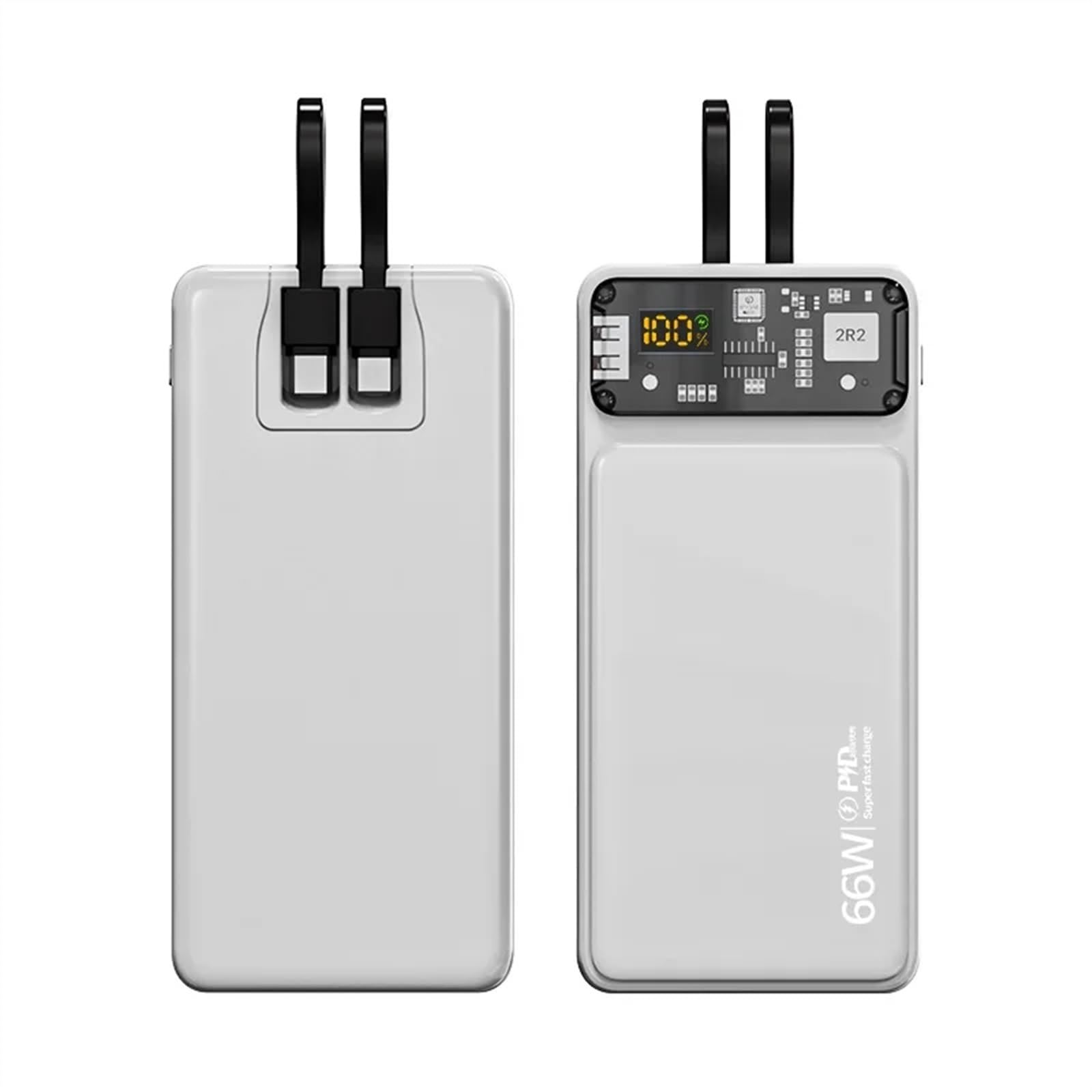 Abbagliante E Trasparente Mecha Power Bank 30000mAh Caricatore For Telefono Di Grande Capacità Display Digitale Portatile Powerbank Con Linee (Size : 30000mAh, Color : WHITE)