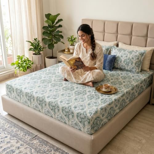 Image of Mafatlal 186 TC Grace 100% Cotton King Bedsheet | 108 x 108 Inch | Soft Touch Bedding Set for Everyday Comfort with 2 Pillow Covers | Wisdom Grey
