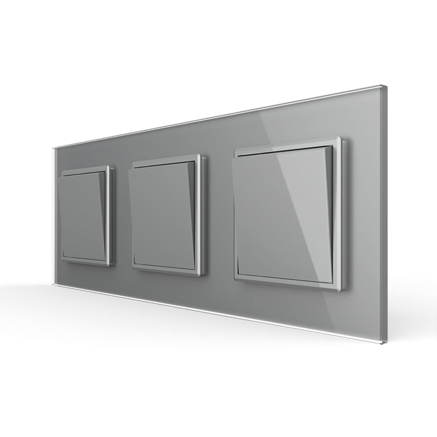 Luxus-Time drievoudige tuimelschakelaar en wisselschakelaar mechanische 3x schakelaar in glazen frame combinatie tuimelschakelaar wissellichtschakelaar in wit voor inbouwmontage 222 mm x 80 mm x 34 mm