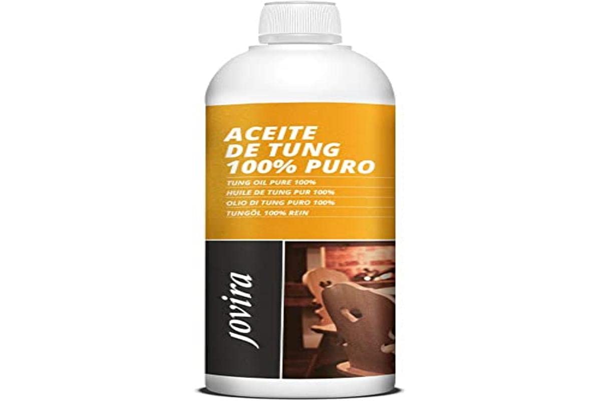JOVIRA PINTURAS Aceite de Tung (100% Puro) | 500 ml |. Indicado para tratar la madera, protegiéndola del sol y lluvia. Evita la entrada de humedades. (500 Mililitros) B-34