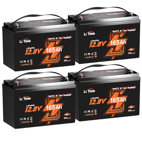 Image of Litime 12V 165Ah Dual Purpose LiFePO4 Lithium Marine Starting Battery, 1200CCA, Deep Cycle Cranking & Storage Battery for Boat, Group 31, Compatiable with Mercury, Honda, Suzuki, Evinrude 4-Pack