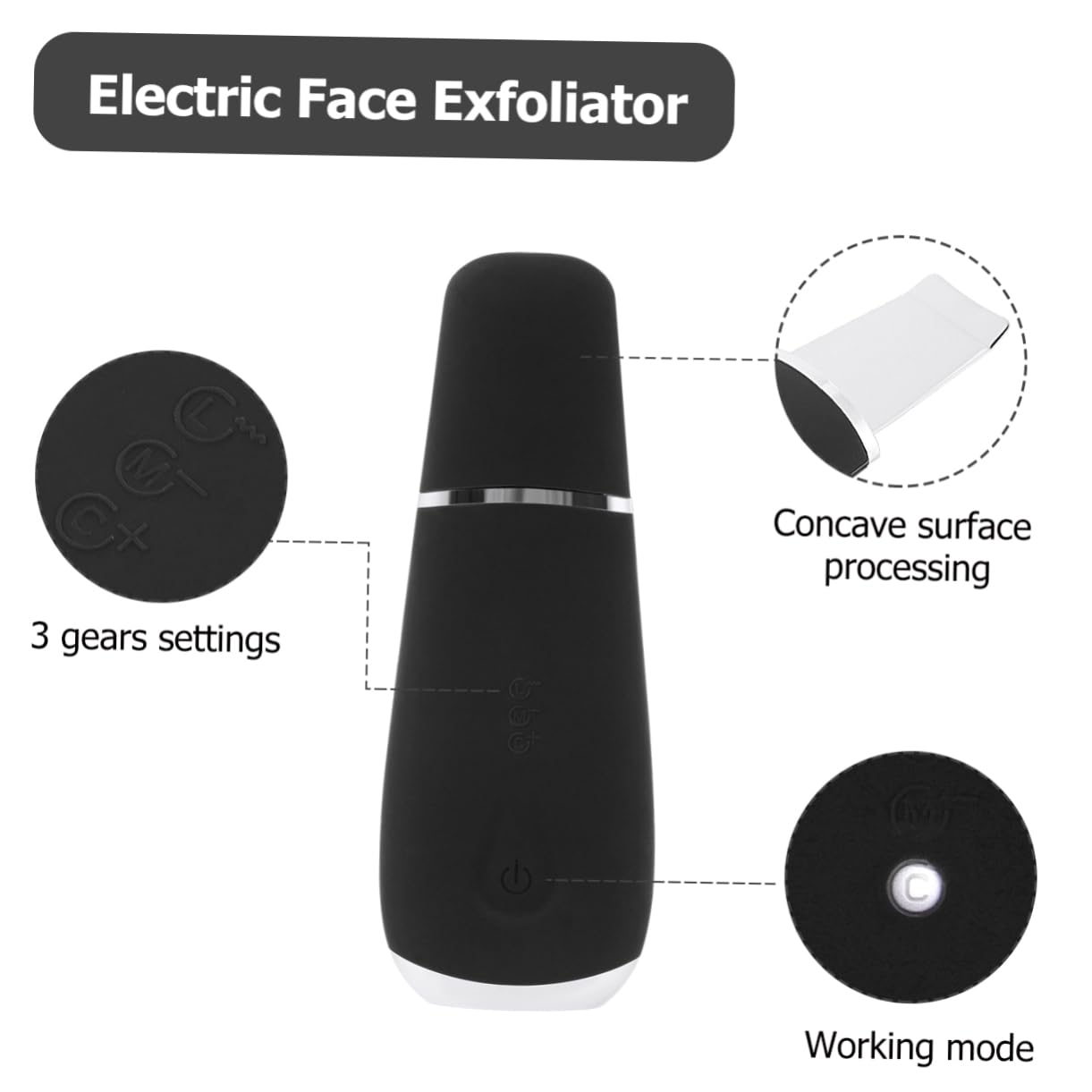 Cepillo Facial Eléctrico de Limpieza Facial Negro 500mah