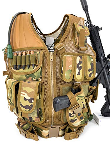 Tactical Vest Pro Max Series ZABEWA Military Vest Combat Training Vest Ultra-Light Breathable Tactical Vest for Outdoor Sportsâ€¦ (Brown CP)