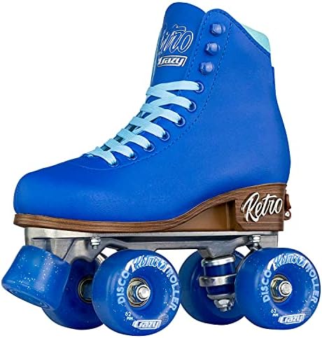Crazy Skates Retro Roller Skates | Adjustable or Fixed Sizes | Classic Quad Skates for Women and Girls - Blue (Adjustable) (Size: Medium | US Mens 3-6 | US Ladies 3-6 | EU 35-38)
