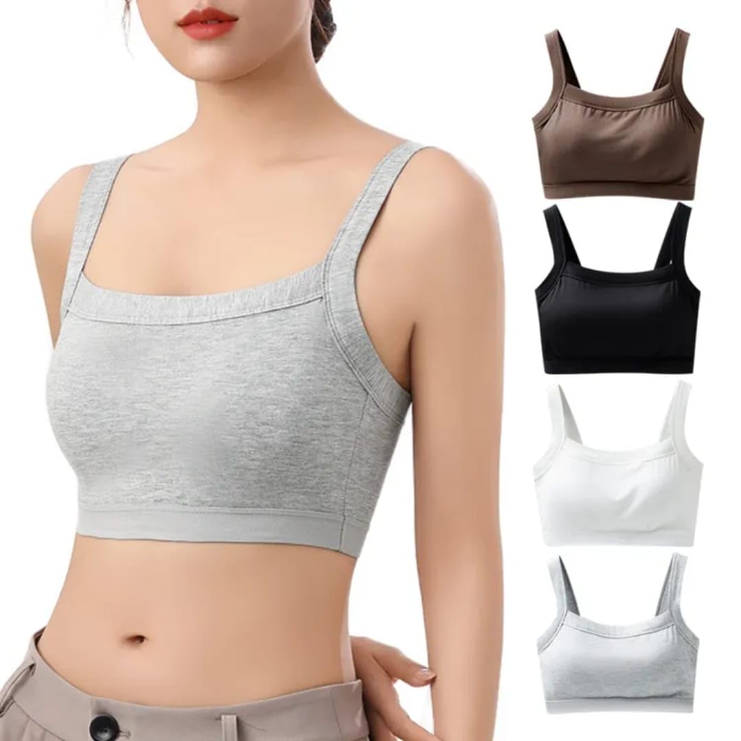 Women's Cotton Blend Sports Bra for Teen and Teenagers | Non-Padded & Free Size Racerback Beginner Tshirt for Girls | Comfortable Training, Yoga & Workout Bra Multicolour-image-32
