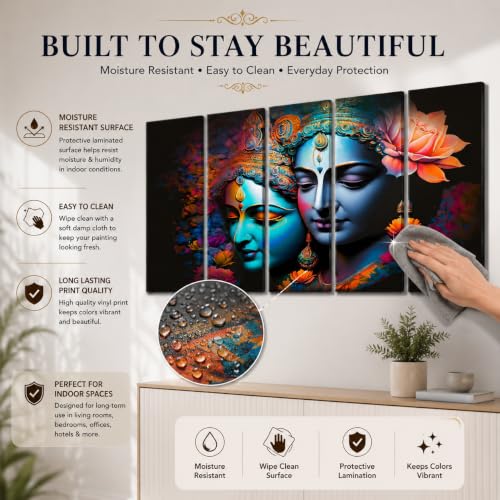 Image of KYARA ARTS Radha Krishna Wall PaintingWith Frame for Living Room, Bedroom, Office, Hotels, Drawing Room Wooden Framed Digital Painting (60inch x 36inch) 01