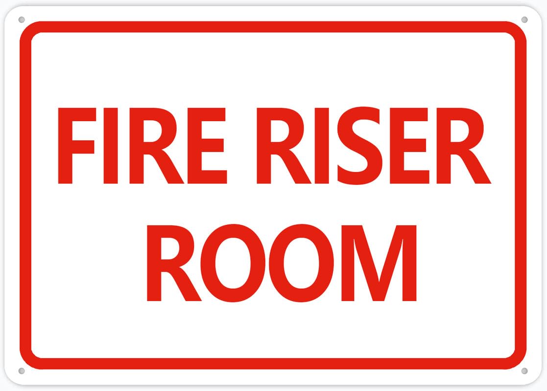 Fire Riser Room Aluminum Metal Sign 12"x8" Rust-Free Pre-Drilled Holes Weather Resistant For Home/Office/Business/Yard Use