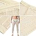 YUFEIDA Men's Fishnet Pants Drawstring Bottoms Low Rise Mesh Leggings Muscle Fit Long Pants See Through Thermal Bottoms Beige