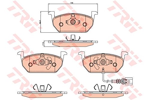 TRW GDB2080 Plaquettes de Frein Kit de 4 pour Volkswagen Golf VII (5G1, BQ1, BE1, BE2, BC2) 2012-2021 Essieu Avant et Autres Véhicules