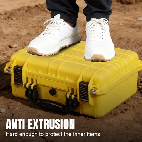 Image of Jack Boss 16x 12.8x 6.8 Inch Hard Case, Portable Weather Waterproof Protective Camera Case with Customizable Foam, Fit Use of Drones, Camera, Equipments, Yellow