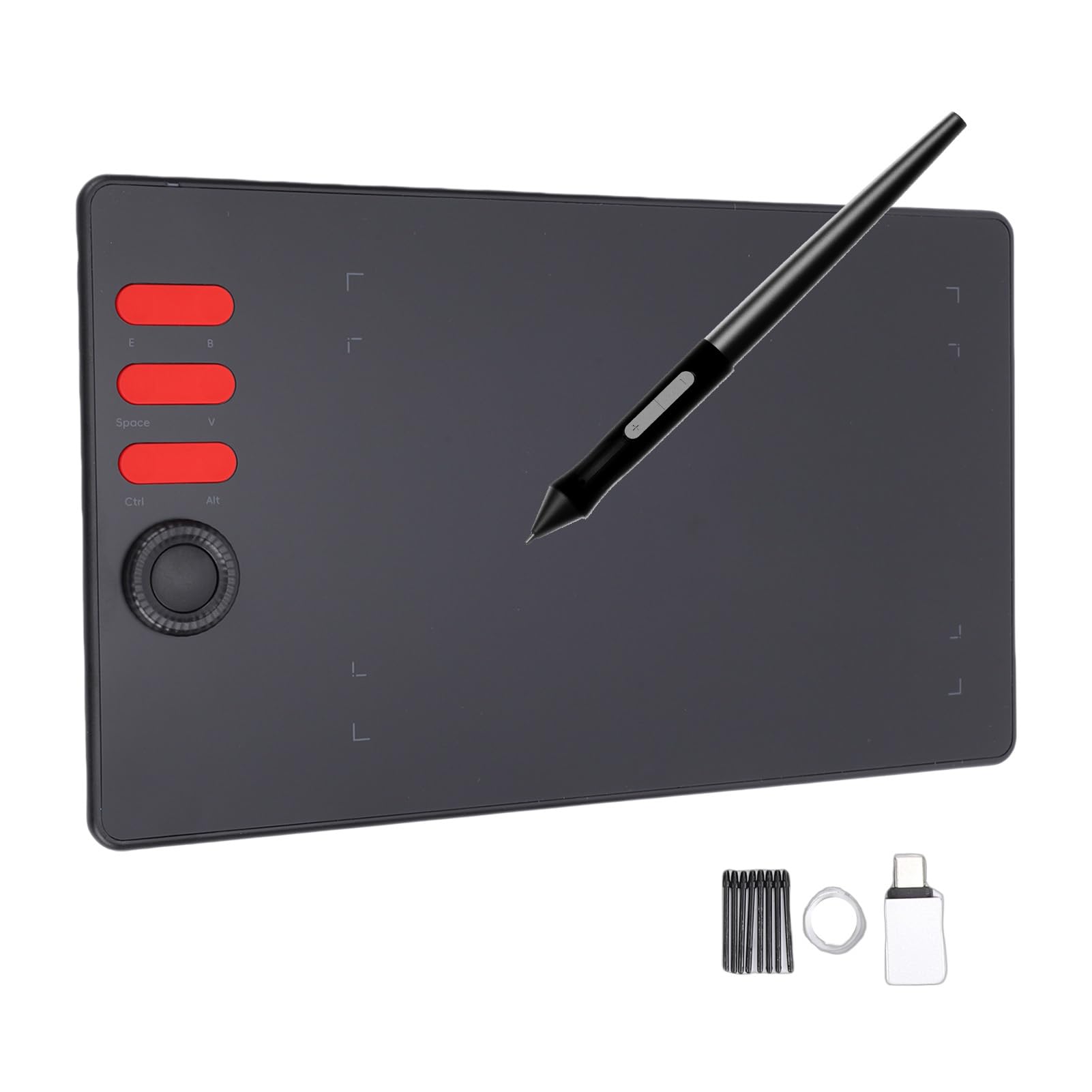 Tableta de Dibujo gráfico, área de Dibujo de 7,68x4,80 Pulgadas, lápiz óptico Profesional para diseñadores, Win/Mac/Android
