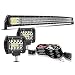 52" 300W Spot Flood Combo Offroad Curved Led Light Bar W/ 4In Pods Cube Led Fog Driving Lamp On Roof Top Front Bumper Grill Windshield For Jeep Wrangler Ford Truck Polaris RZR Boat Tacoma Dodge Ram