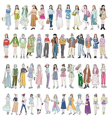 YUTOU Pack of 102 scrapbooking stickers, washi stickers, fashion girls, stickers, diary planner stickers, scrapbook stickers - Image 3