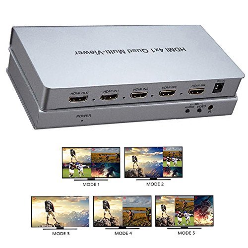 Image of MICROWARE HDMI 4X1 Quad Multi-Viewer 3D 1080P HDMI 4 Ports Multi-View with PIP Support Seamless Switch