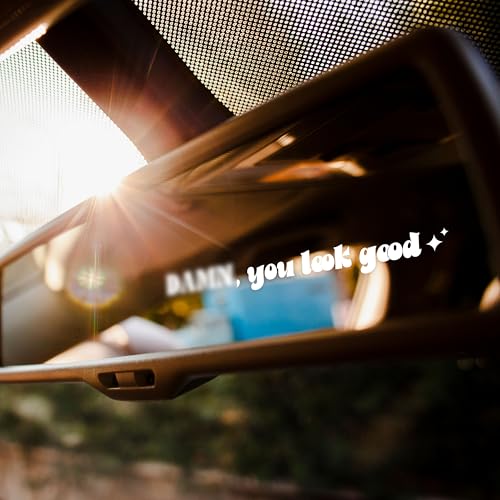 Image of Set 3Pcs You Look Good Rearview Mirror Decal Funny Saying, Mental Health Car Decal, Inspiration Sticker, Water Bottle Vinyl Decal, Waterproof 4 Inches Stickers for Mom Dad Friend