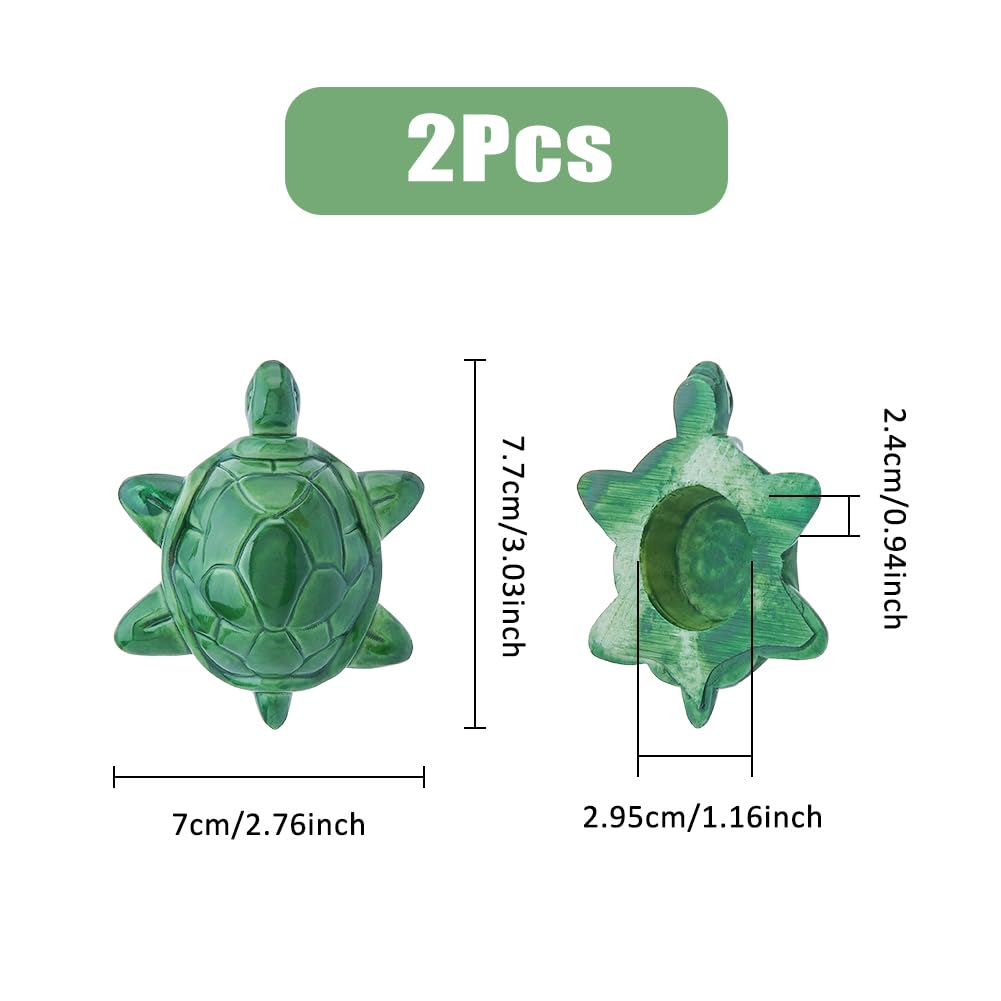Hobbspring 2Pcs Toilet Bolt Caps Ceramic Turtle Toilet Bolt Covers Decorative Resin Cute Tortoise Bolts Cover Dark Green Toilet Bolts Bathroom Decor for Toilet Replacement Parts - Image 2