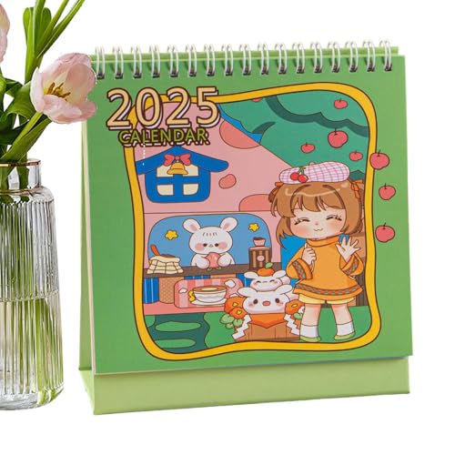 2025年小型卓上カレンダー、かわいいデイリープランナーシンプルなカレンダーブック | 2025年漫画カレンダーブック かわいいデイリープランナーデスクカレンダーブック ホームオフィス用