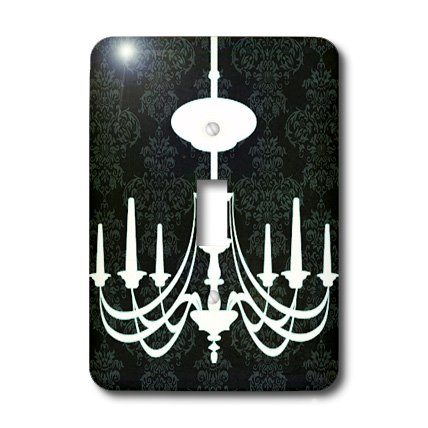 Interrupteur à bascule simple lustre blanc et damas noir - 3