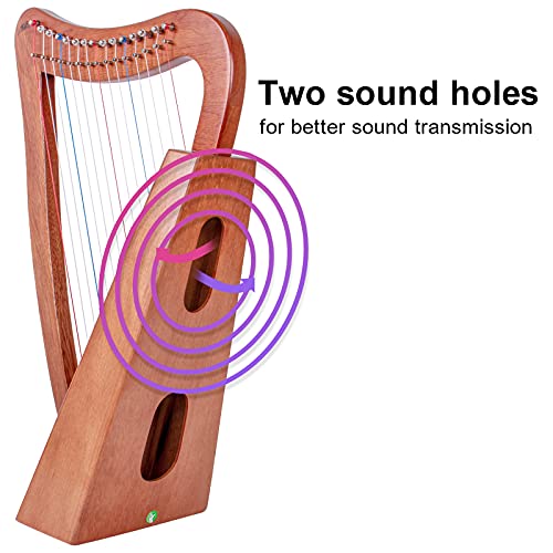 Aklot MI3450 Harp, Aklot 15 Strings Mahogany Harp 22 Inch Height thumb #3