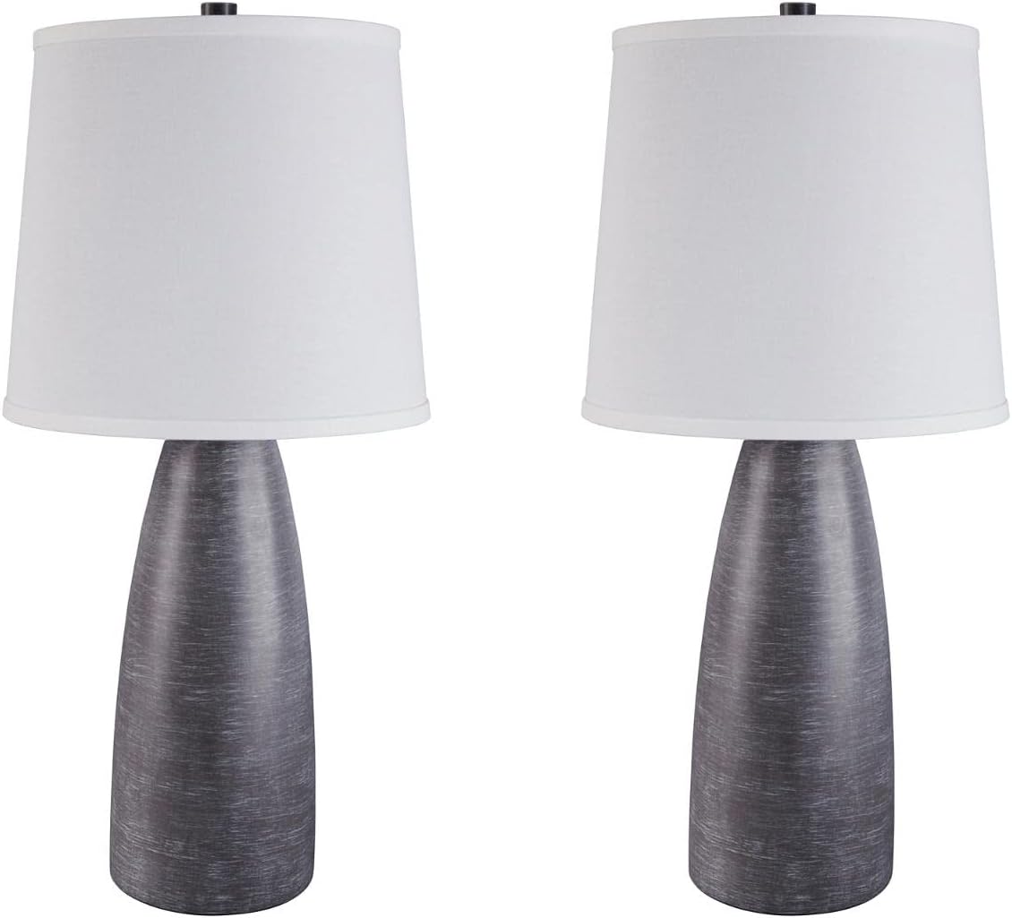 Signature Design by Ashley Shavontae Modern Table Lamp, 2 Count Lamps, 27.5", Gray