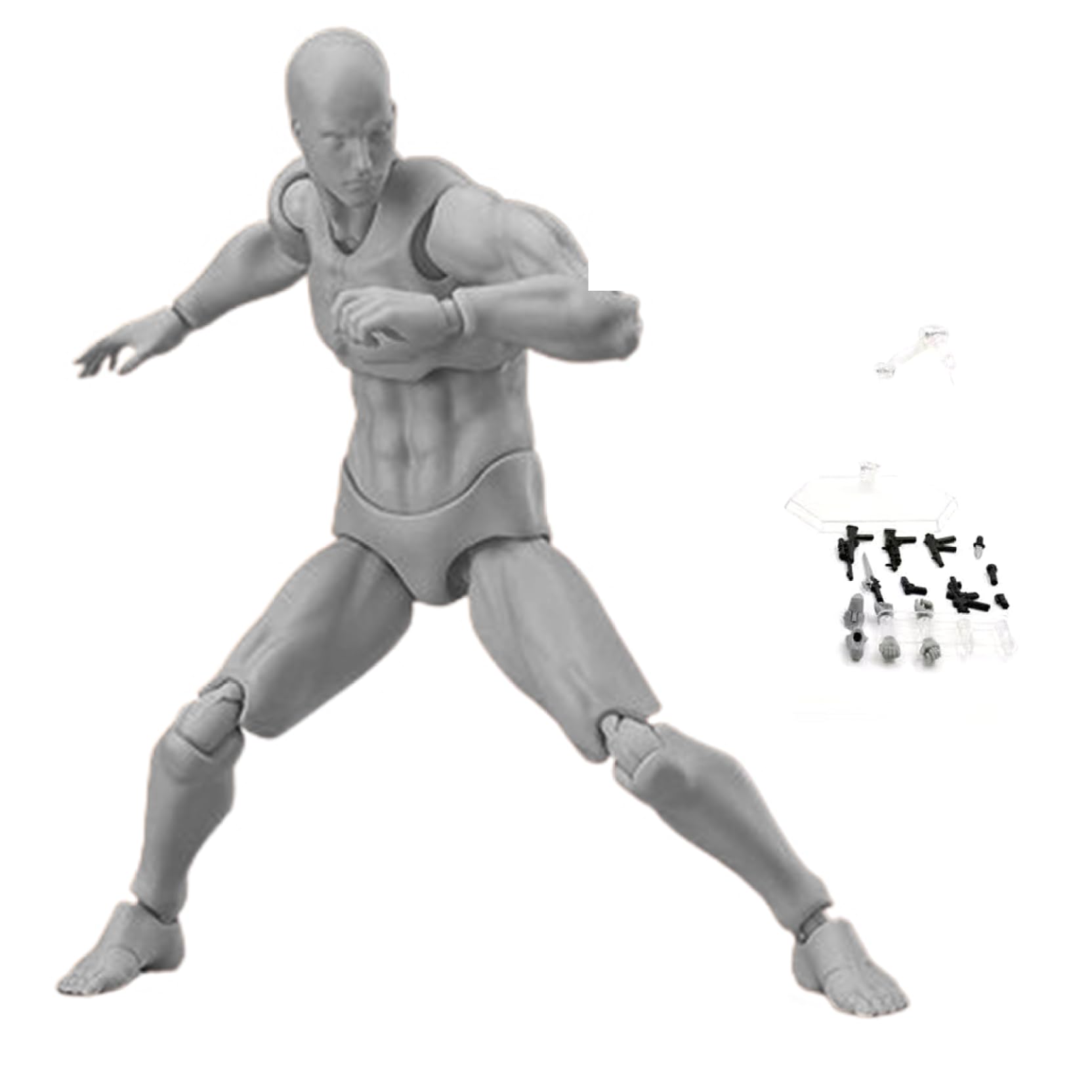 Xweptuy Action Figures 5.90in Movable Joints Flexible Drawing Figures Model with Base Lightweight Posable Drawing Figure for Sketching, Painting, Artists (Male)