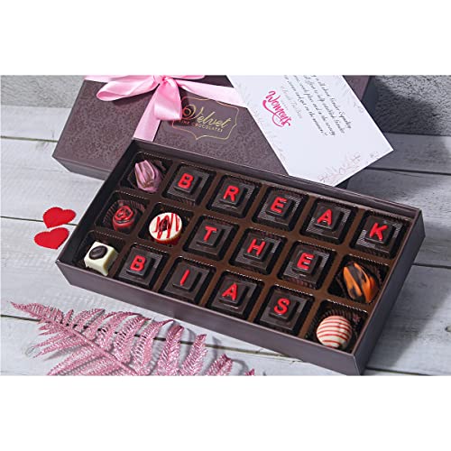 Image of Velevt Fine Chocolates Women's Day Gift Hamper Pack for Ladies, Employees, Mom, Wife, Daughter, Girlfriend | 18 Assorted Chocolates Gift Pack with Greeting Card