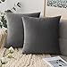 Comvi dunkelgraue Kissen mit Bezügen enthalten Sets 4 Stück - (2 Kisseneinlagen, 2 Kissenbezüge) - Samtkissen - graues Kissenbezug-Set mit Füllung 45 cm x 45 cm - dunkelgraue Kissen gefüllt