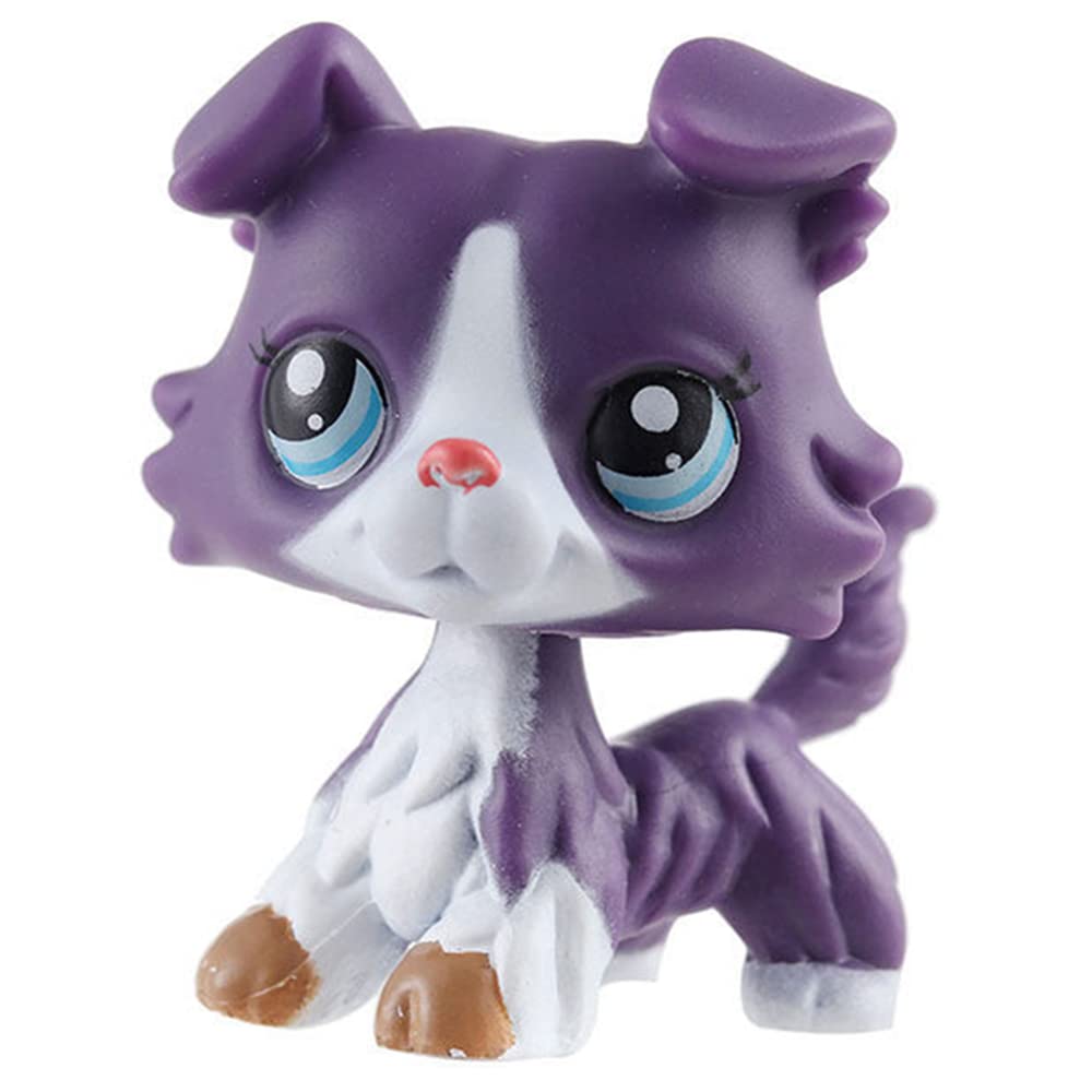 Purple White Collie Blue Eye Curved Ears Small Mini Pet Shop - Little Pet Shop Puppy Action Figure Rare Old LPS Toys Dachshund Toys Animal Toys for Kids Girls & Boys